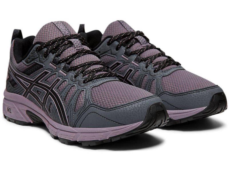 Tenis Para Correr Asics Precio Gel ventuRE 7 Mujer Grises Morados Rosas