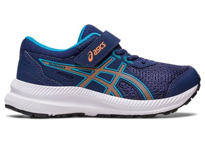 Tenis Sports Asics Contend 8 Niños Azules Azules Naranjas | MX2971-904