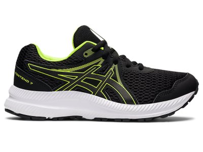Tenis Para Correr Asics Contend 7 Niños Negros Verdes | MX7198-101