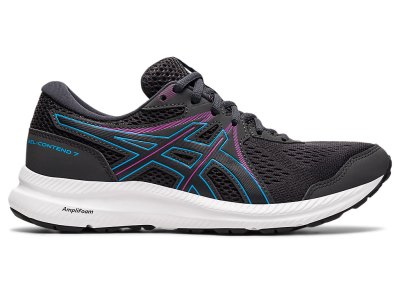 Tenis Para Correr Asics Gel-contend 7 Mujer Grises Oscuro Turquesa Claro | MX0499-939