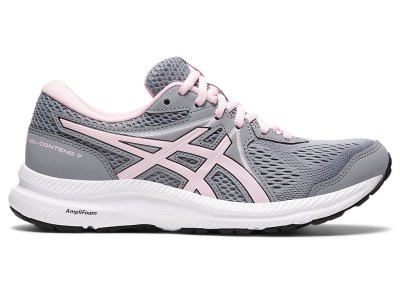 Tenis Para Correr Asics Gel-contend 7 Mujer Grises Rosas | MX7822-567