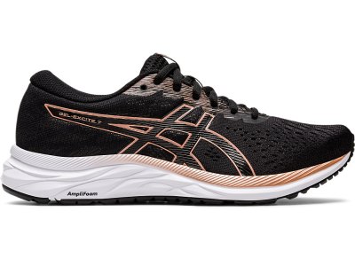 Tenis Para Correr Asics Gel-eXCite 7 Mujer Negros Rosas Dorados | MX1819-776