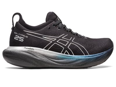 Tenis Para Correr Asics Gel-nimbus 25 Platinum Mujer Negros Plateados | MX6826-532
