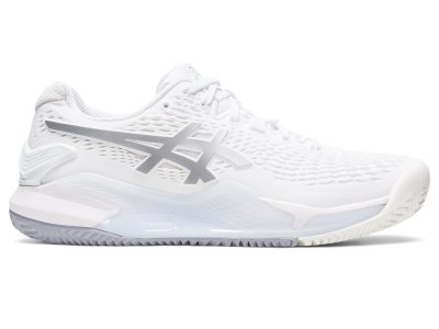 Zapatos de Tenis Asics Gel-resolution 9 Clay Mujer Blancos Plateados | MX1275-778